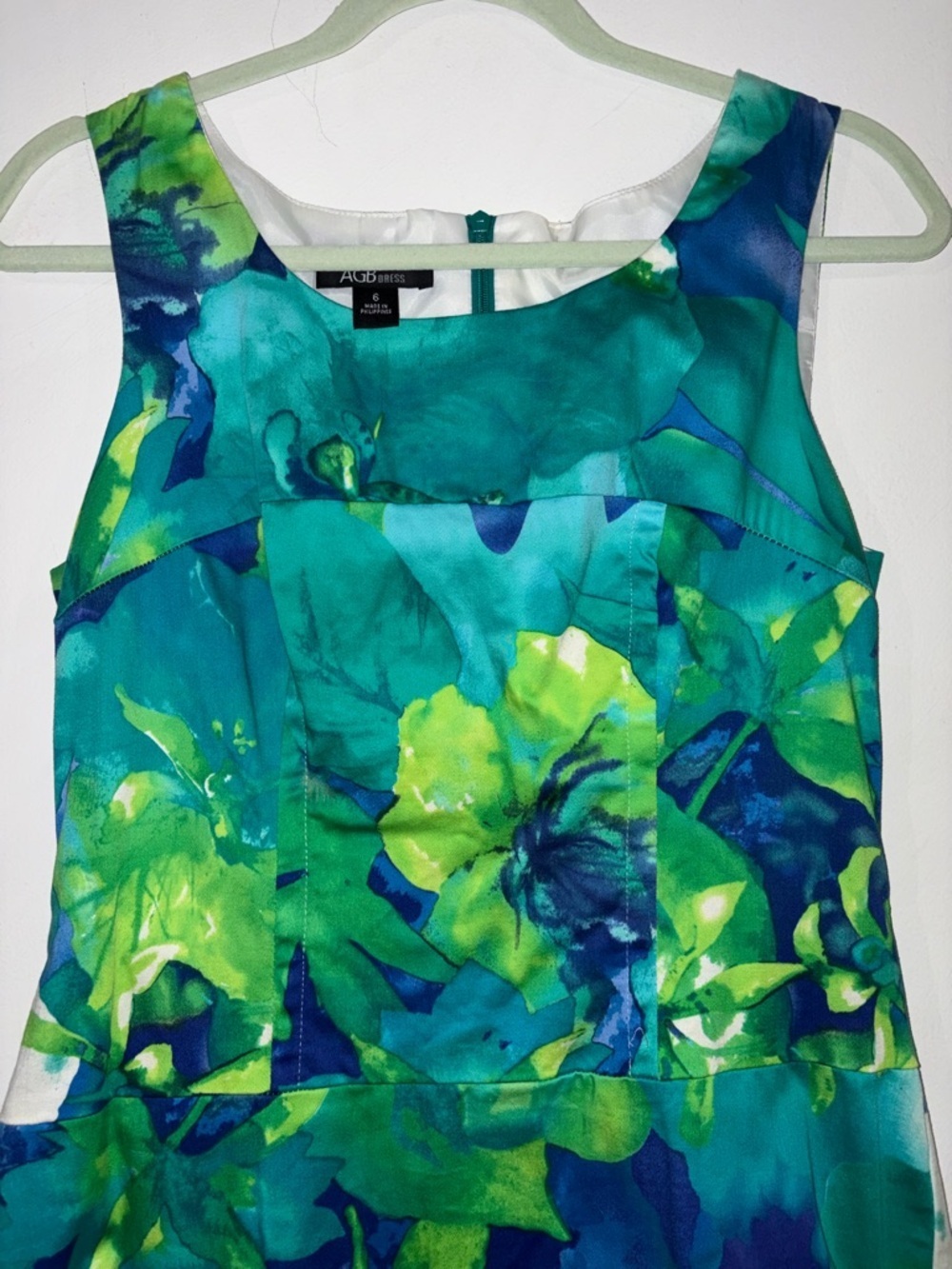 AGB Teal, Turquoise & Lime Floral Midi Dress - Picture 4 of 8